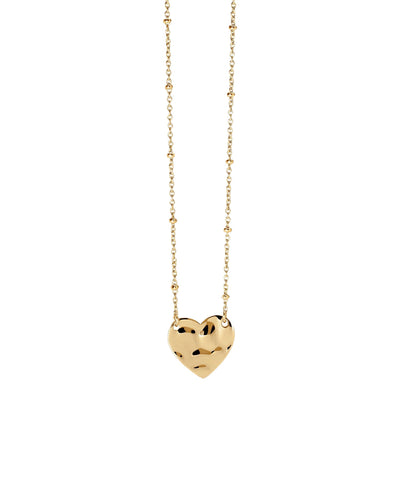Colar Kidult Dourado com Coração Efeito Martelado