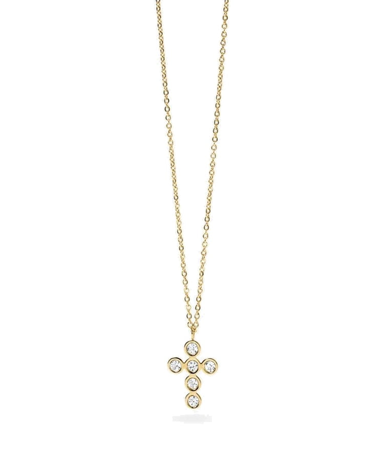 Choker dourado com cruz de cristais Kidult