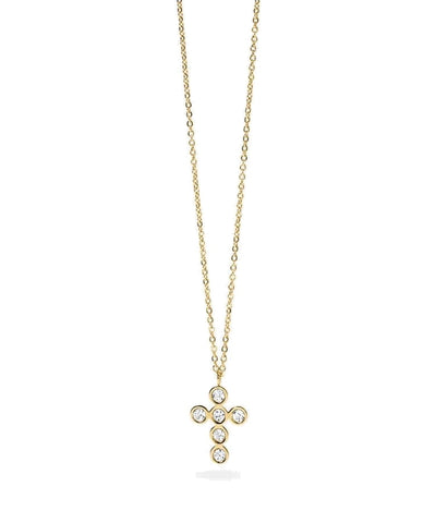 Choker dourado com cruz de cristais Kidult