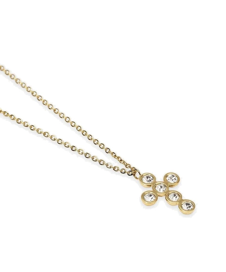 Choker dourado com cruz de cristais Kidult