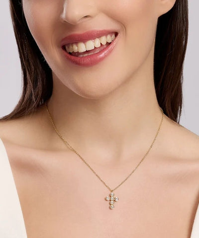 Choker dourado com cruz de cristais Kidult