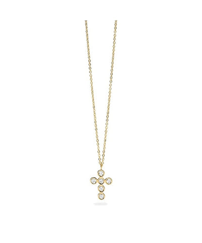 Choker dourado com cruz de cristais
