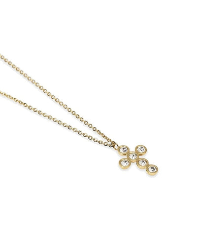 Choker dourado com cruz de cristais