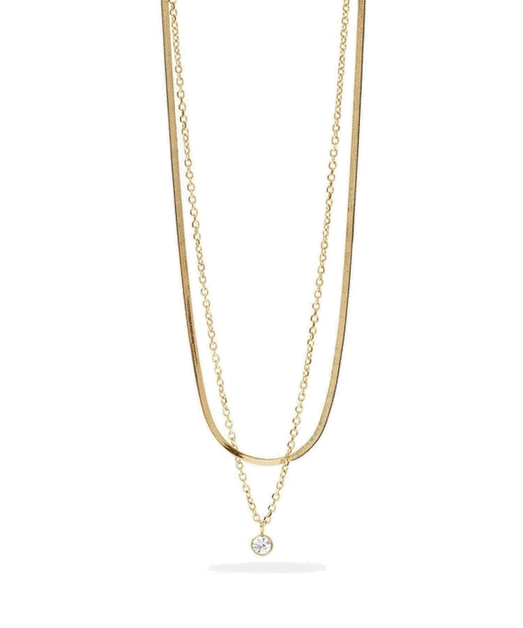 Choker dourado com correntes e cristal Kidult