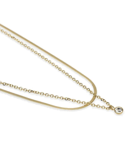 Choker dourado com correntes e cristal Kidult