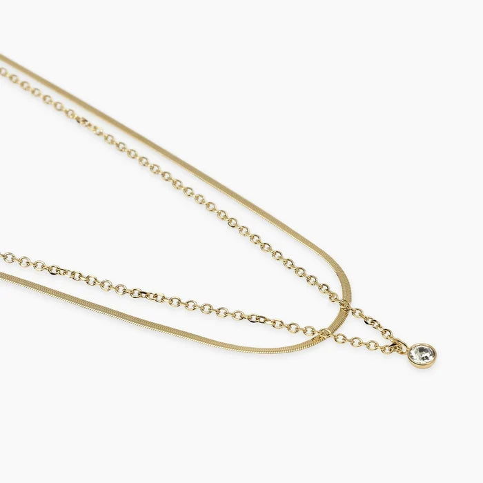 Choker dourado com correntes e cristal