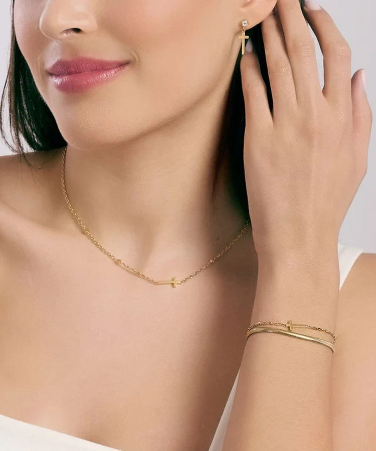 Choker dourado com cruz Kidult