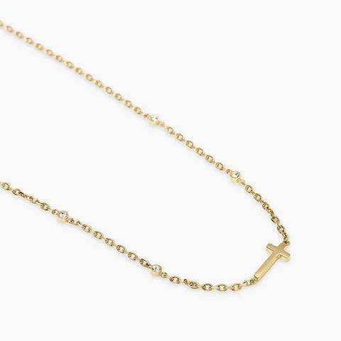 Choker dourado com cruz