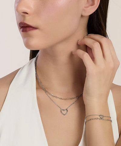 Choker com corrente dupla e coração Kidult