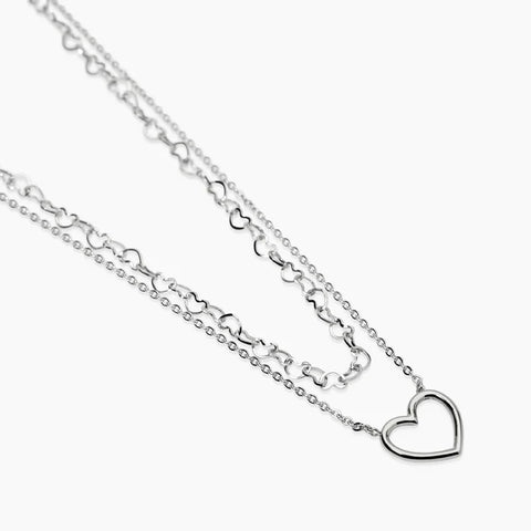 Choker com corrente dupla e coração