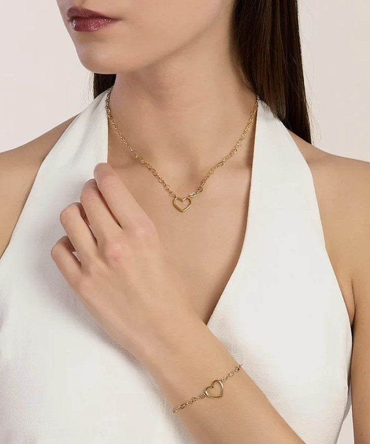 Colar choker de coração em aço dourado Kidult