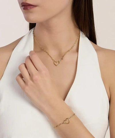 Colar choker de coração em aço dourado Kidult