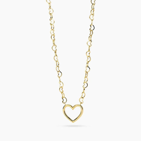 Colar choker de coração em aço dourado