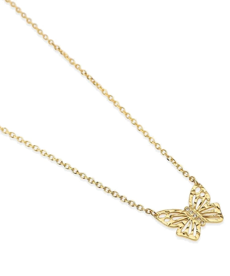 Colar choker em aço dourado com borboleta Kidult