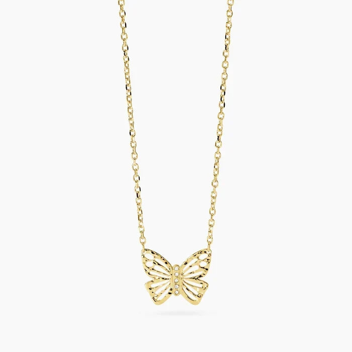 Colar choker em aço dourado com borboleta
