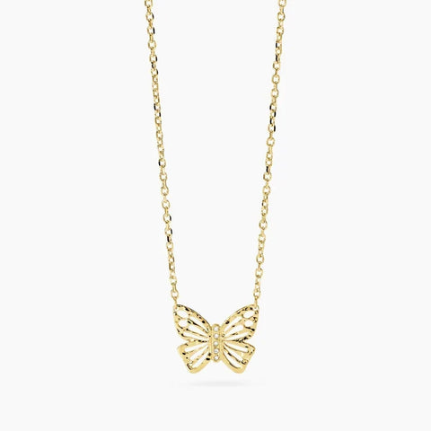Colar choker em aço dourado com borboleta