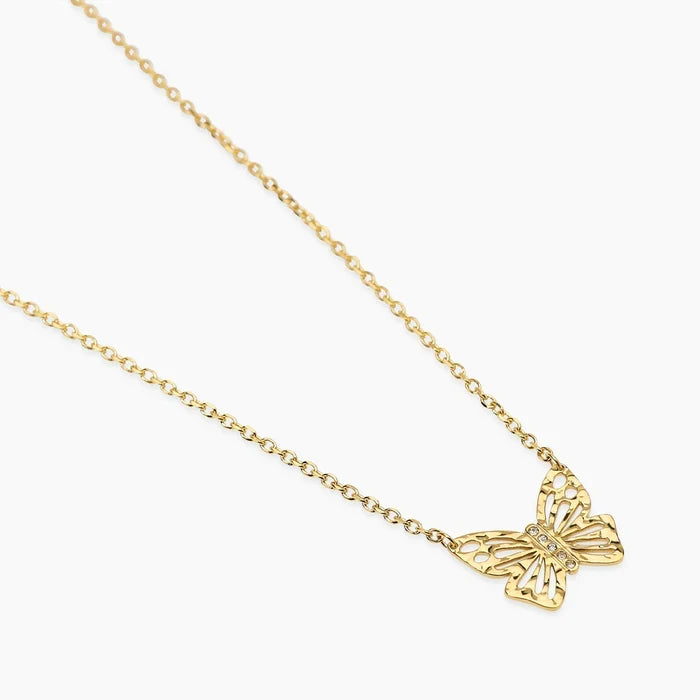 Colar choker em aço dourado com borboleta