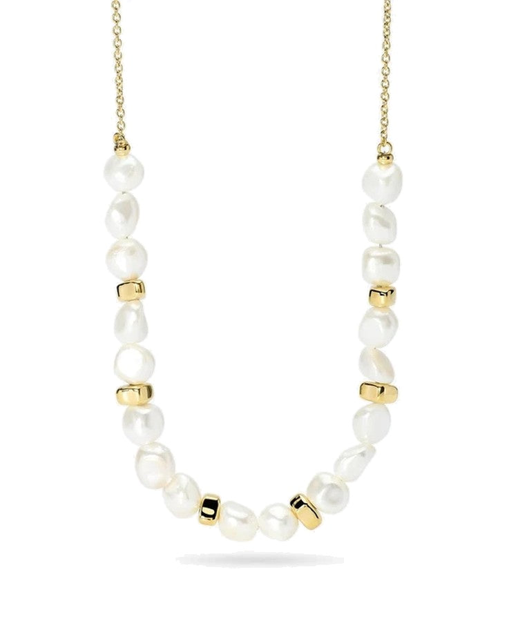 Colar choker dourado com pérolas de concha Kidult