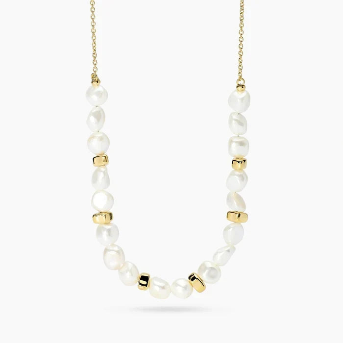 Colar choker dourado com pérolas de concha