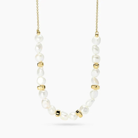 Colar choker dourado com pérolas de concha