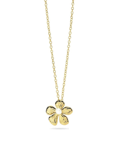 Colar choker com flor em aço dourado martelado Kidult