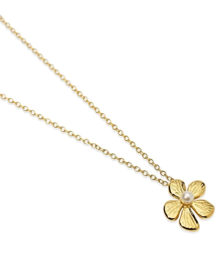 Colar choker com flor em aço dourado martelado Kidult
