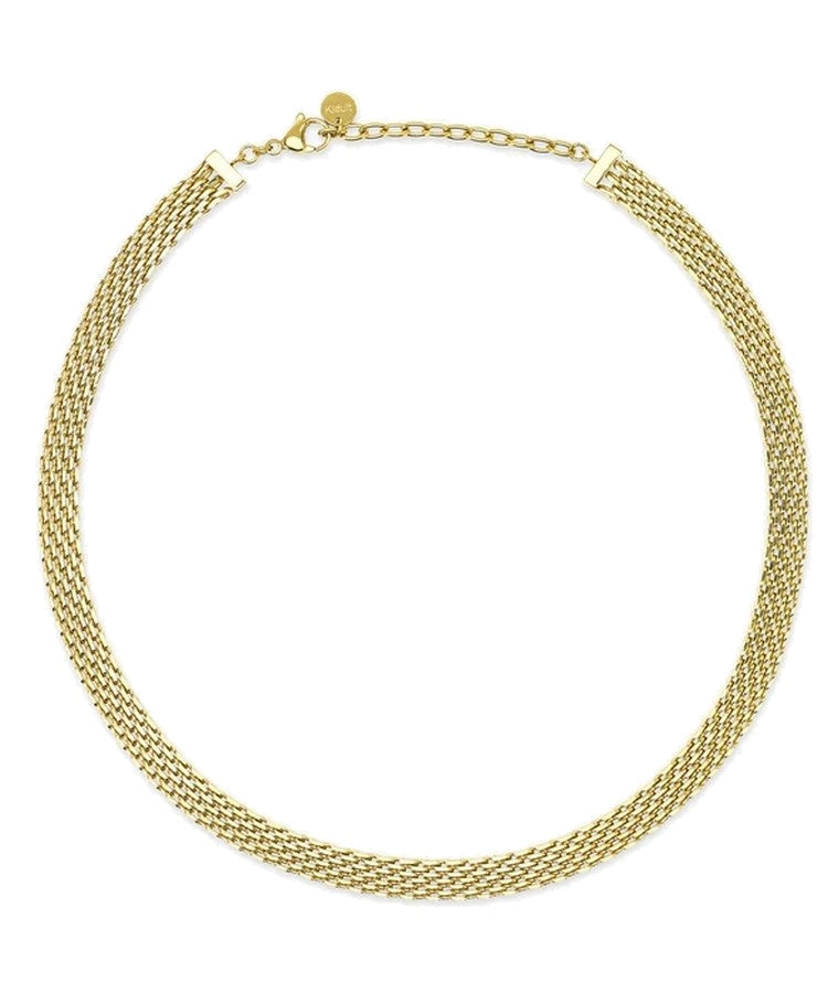 Colar choker ajustável dourado com corrente em malha Kidult