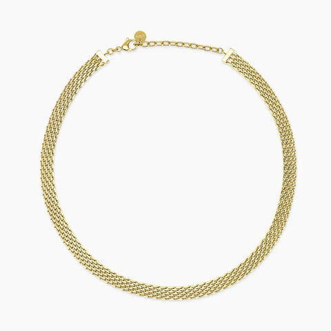 Colar choker ajustável dourado com corrente em malha