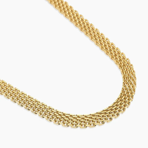 Colar choker ajustável dourado com corrente em malha