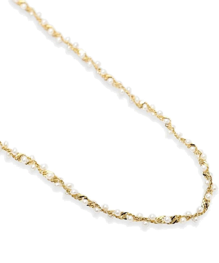 Colar choker dourado com pérolas de concha Kidult