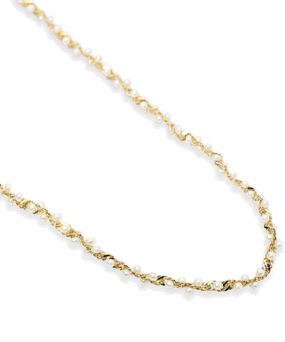 Colar choker dourado com pérolas de concha Kidult