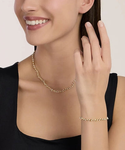 Colar choker dourado com pérolas de concha Kidult