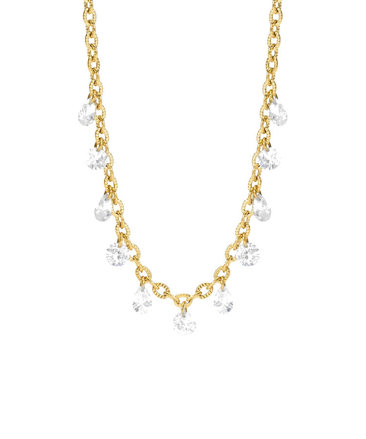 Colar Kidult Style 101 Dourado com Corrente Fancy e Glass
