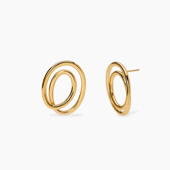Brincos em espiral em aço dourado