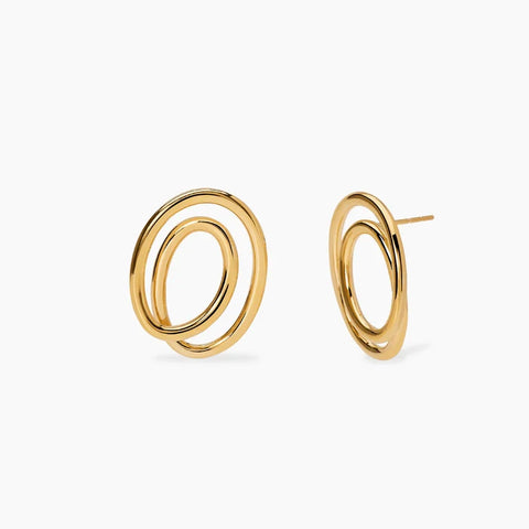Brincos em espiral em aço dourado