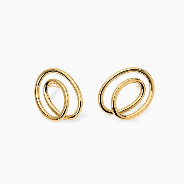 Brincos em espiral em aço dourado