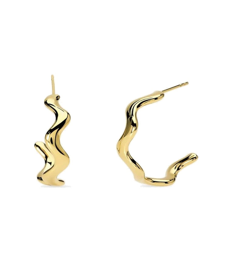 Brincos argola aberta curva em aço dourado Kidult