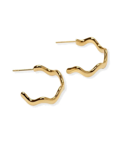 Brincos argola aberta curva em aço dourado Kidult