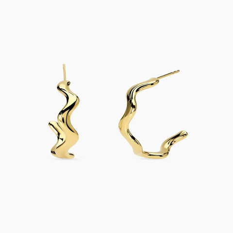 Brincos argola aberta curva em aço dourado
