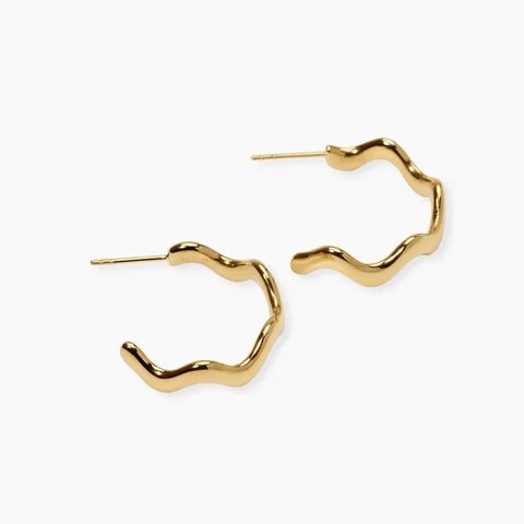 Brincos argola aberta curva em aço dourado
