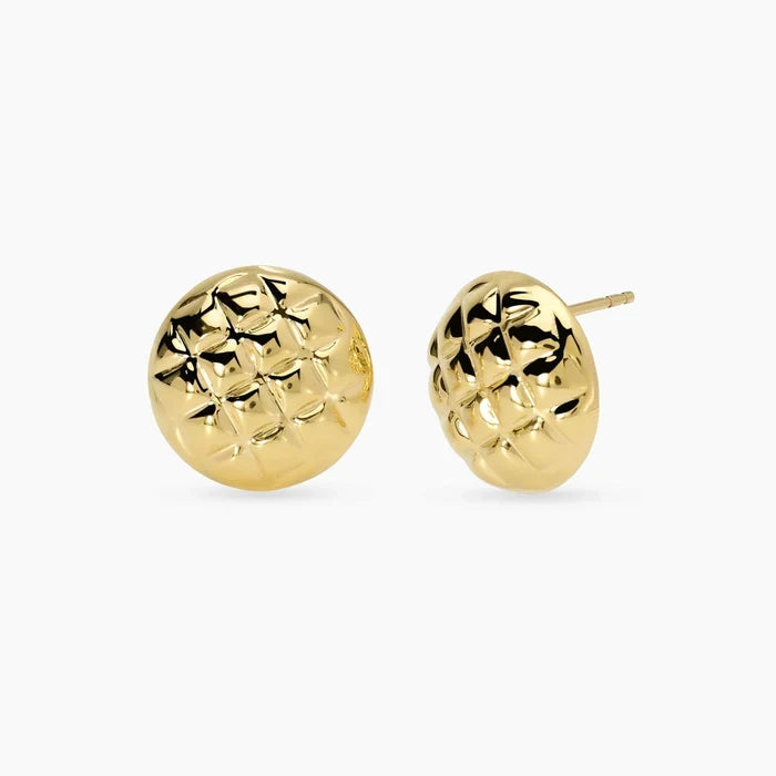 Brincos em aço dourado matelassé