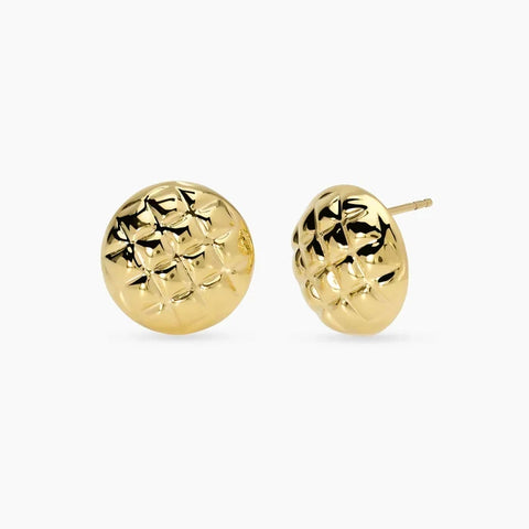 Brincos em aço dourado matelassé