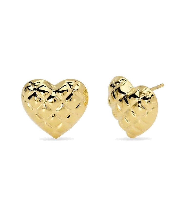 Brincos coração em aço dourado matelassé Kidult