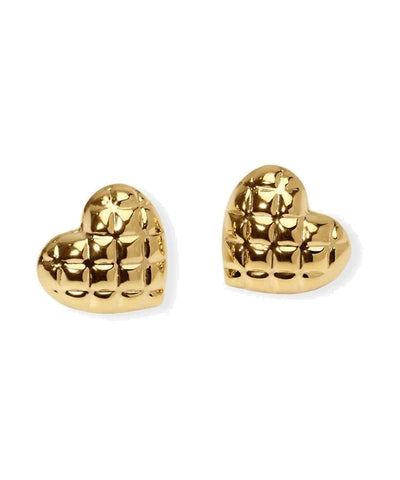 Brincos coração em aço dourado matelassé Kidult