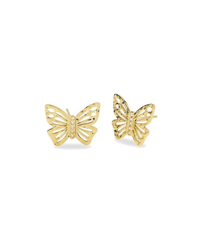 Brincos em aço dourado com borboleta