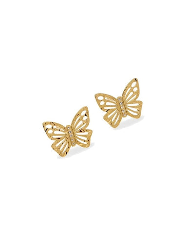 Brincos em aço dourado com borboleta