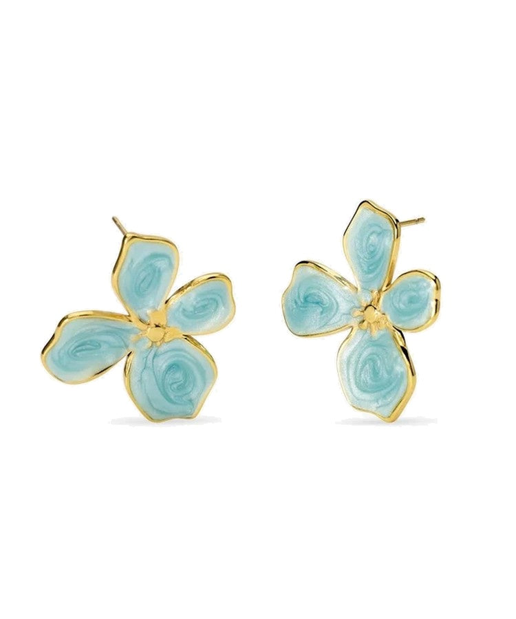 Brincos flor em aço dourado esmaltado Kidult