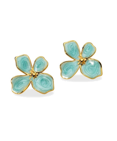 Brincos flor em aço dourado esmaltado Kidult