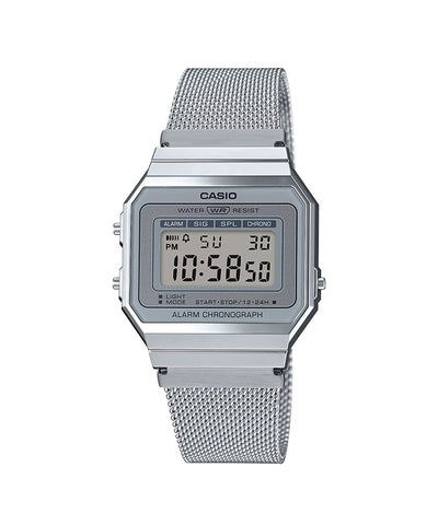 Relógio Casio Vintage A700 Malha Milão Prateado