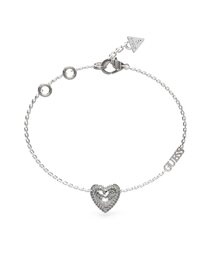 Pulseira Guess 13mm Paved Heart Aço
